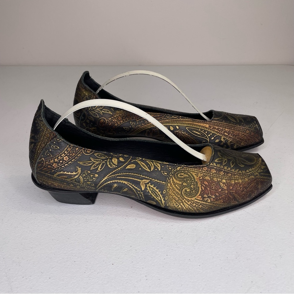 CYDWOQ Vintage Collection Hand Made Tooled Leather Shoes Size 37.5 EU / US 7-7.5